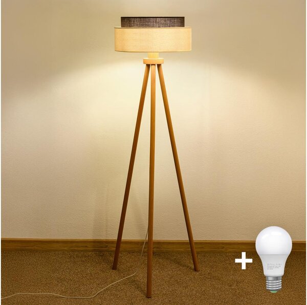 Brilagi - Lampadar LED Boho Style 1xE27/15W/230V crem/maro