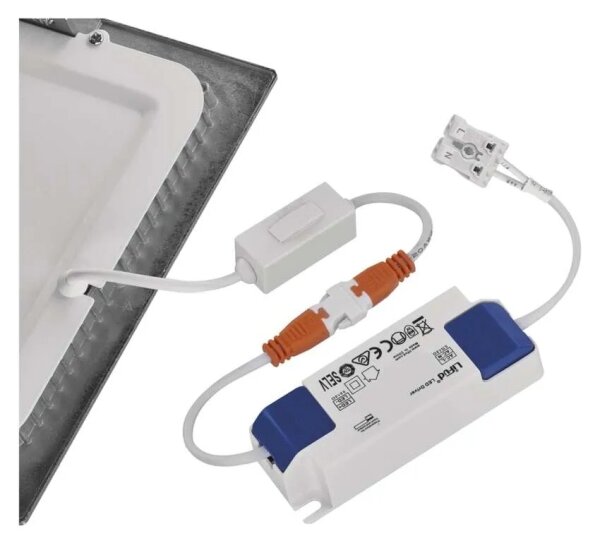 Plafonieră LED încastrată NEXXO LED/18W/230V 3000/3500/4000K, argintie, 22,5 x 22,5 cm