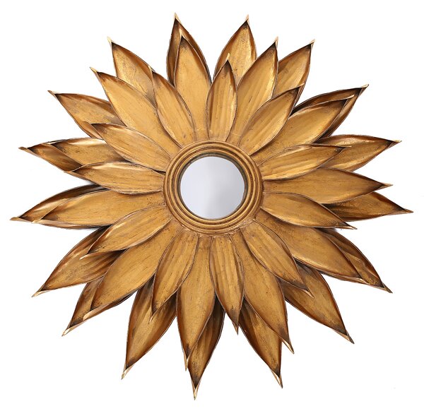 Oglindă rotunda cu rama din fier aurie Lidia 6x87x87 cm