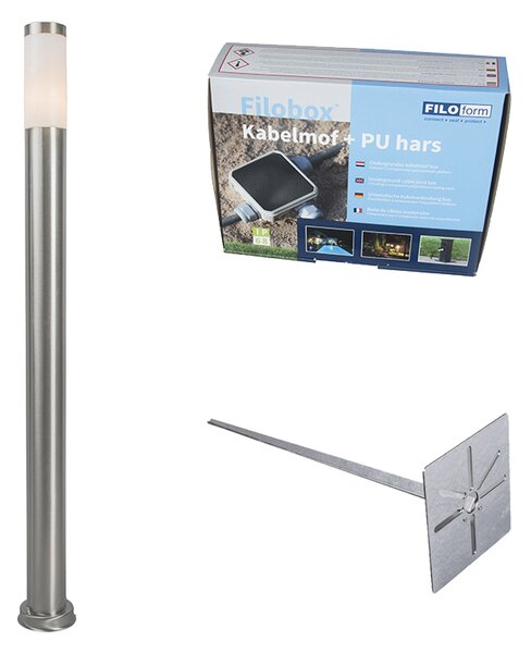 Lampă de exterior din oțel 110 cm IP44 - Rox cu vârf de pământ și manșon de cablu