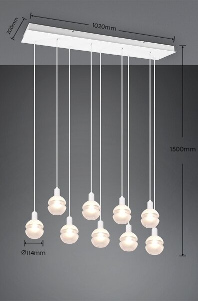 Trio - Candelabru suspendat pe cablu MELA 9xE14/25W/230V, alb