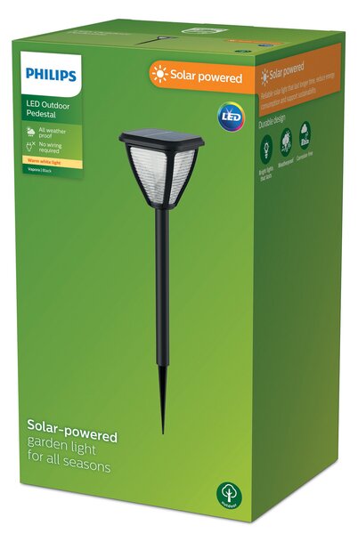 Philips LED lumina solară pentru sol Vapora, Negru, Plastic, Modern, Spot de exterior / vârf de pământ
