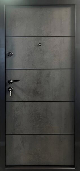 Usa metalica intrare apartament Sentra365 - izolatie fonica termica - Culoare Ciment Gri Inchis Alb Nuc