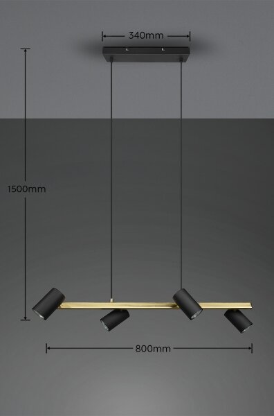 Lustră suspendată pe cablu MARLEY 4xGU10/35W/230V negru/auriu - Trio