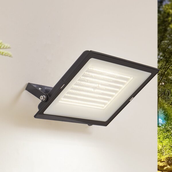 PRIOS Prios LED spot de exterior Maikel, 200W, 16000lm, metal, Negru, Aluminiu, Modern, Perete unghiular