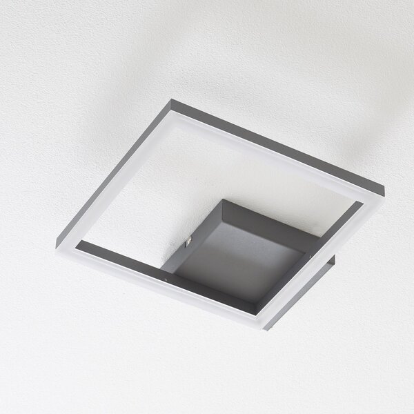 Fabas Luce Plafonieră LED Bard, 27x27 cm, antracit, reglabil, Negru, Camera de zi / sufragerie, Metal, Modern