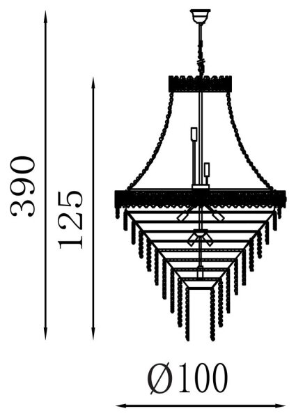 Searchlight 1711-102SB - Candelabru cu lanț LOUIS PHILLIPE, 28 x E14, 60W, 230V