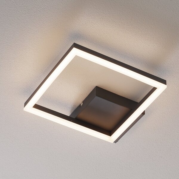 Fabas Luce Plafonieră LED Bard, 27x27 cm, antracit, reglabil, Negru, Camera de zi / sufragerie, Metal, Modern