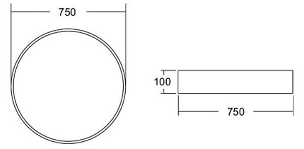BRUMBERG Biro Circle, Ø 75 cm, on/off, argintiu, 4.000 K, Metalic, Camera de zi / sufragerie, Aluminiu