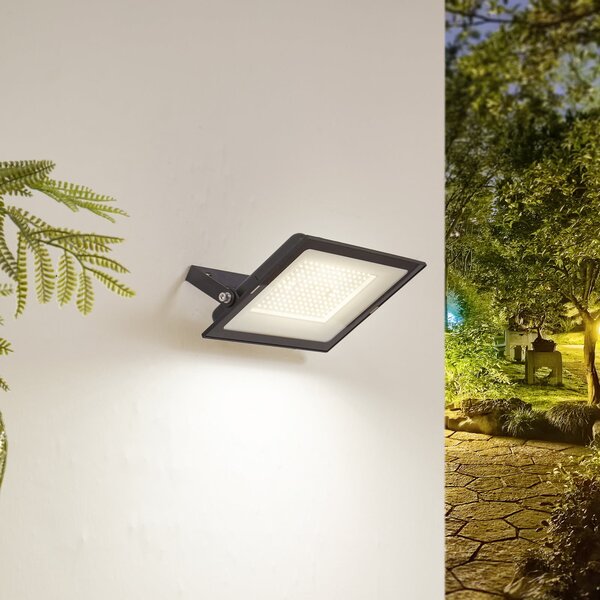 PRIOS Prios LED spot de exterior Maikel, 150W, 12000lm, metal, Negru, Aluminiu, Modern, Perete unghiular