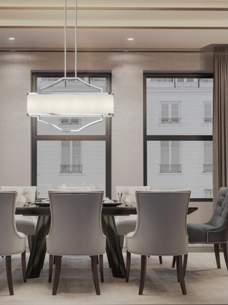 Open Design OR84849 - Lustră pe tijă GERDO OVALE 6xE14/12W/230V crom lucios/alb