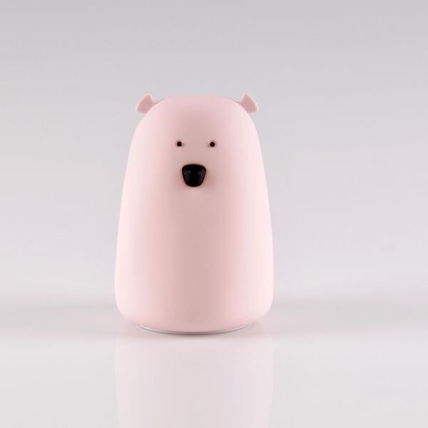 Lampă LED RGB pentru copii BEAR, tactilă, 0,8W, 5V, roz + USB