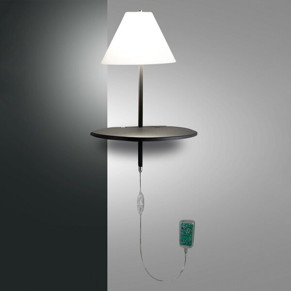 Fabas Luce Aplică LED Goodnight, port USB, alb-antracit, reglabil, Negru, dormitor, Metal, Modern