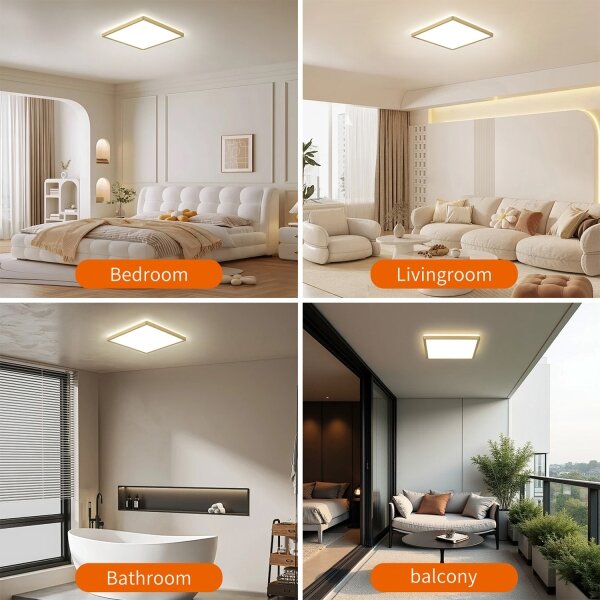Brilagi - Corp de iluminat LED pentru baie ULTRA SLIM, 24 W, 230 V, 42 x 42 cm, auriu, IP54