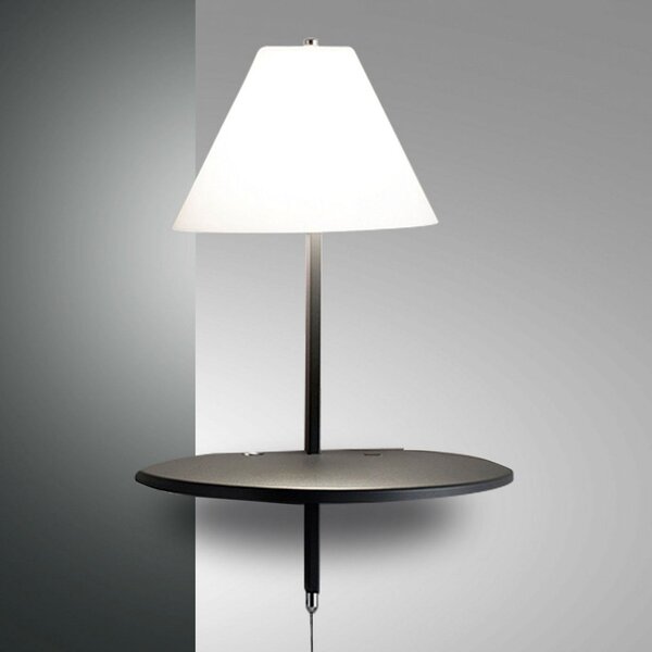 Fabas Luce Aplică LED Goodnight, port USB, alb-antracit, reglabil, Negru, dormitor, Metal, Modern