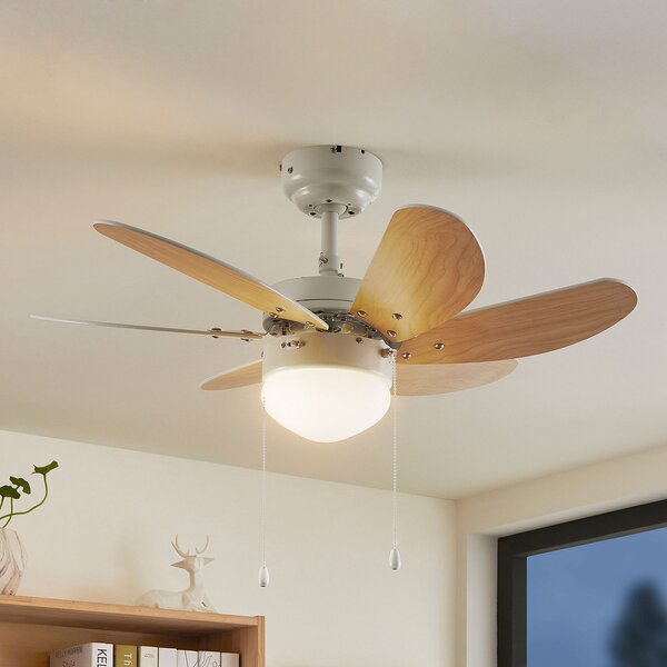 Lindby Ventilator de tavan Minja, alb, lemn, Alb, Camera de zi / sufragerie, Metal, Modern
