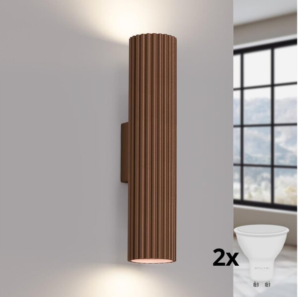 Brilagi - Aplica de perete LED CRESTO, 2xGU10/10W/230V, 30 cm, maro