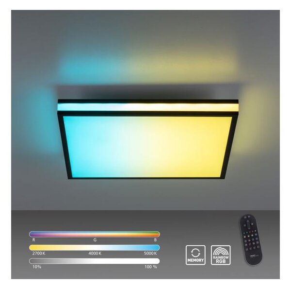 Plafonieră LED RGBW dimabilă JUST LIGHT. 14110-18 MARIO BLACK LED/19,5W/230V + telecomandă
