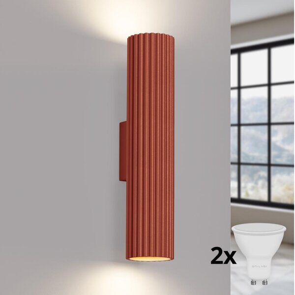 Brilagi - Aplică de perete LED CRESTO 2xGU10/10W/230V 30 cm roșie