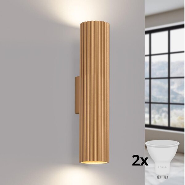 Brilagi - Aplica LED de perete CRESTO, 2x GU10, 10W, 230V, 30 cm, auriu