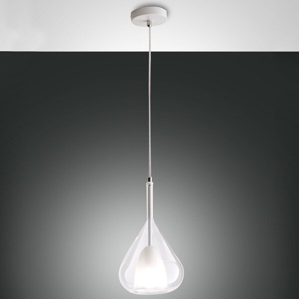 Fabas Luce Lampă suspendată violet, transparent, 1 lumină, sticlă, reglabil, Transparent, Camera de zi / sufragerie, Sticlă, Modern