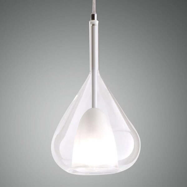 Fabas Luce Lampă suspendată violet, transparent, 1 lumină, sticlă, reglabil, Transparent, Camera de zi / sufragerie, Sticlă, Modern