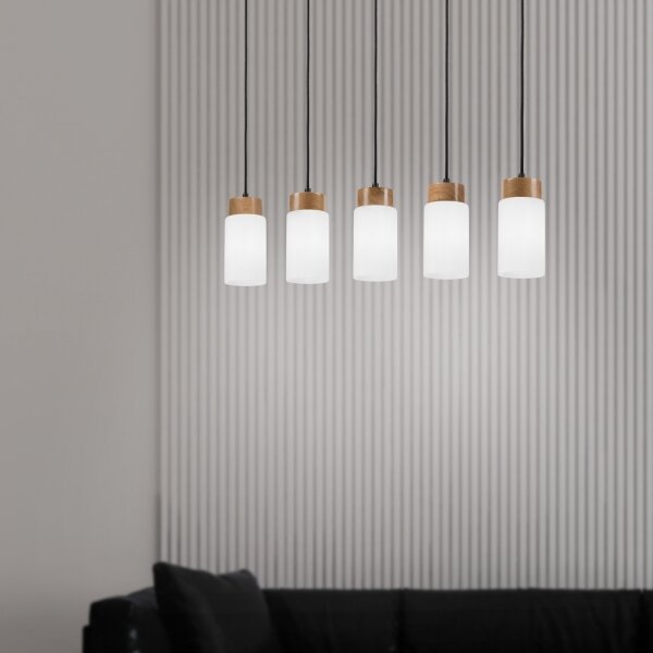 Lustră pe cablu MARKUS 5xE27/15W/230V negru/stejar