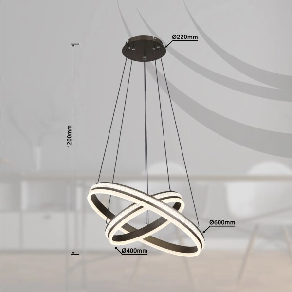 Lustră LED dimabilă pe cablu Globo 67314-60H GROUNI LED/60W/230V + telecomandă