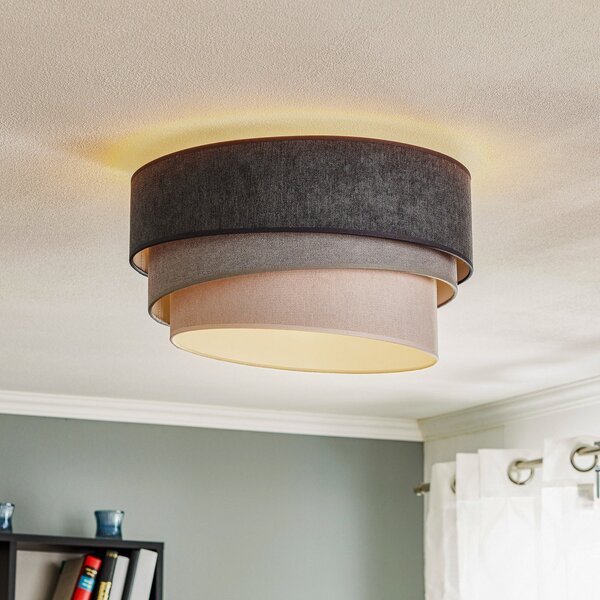 Duolla Plafonieră Pastell Trio Ø 45cm în 3 nuanțe de gri, reglabil, Gri, Camera de zi / sufragerie, Țesătură / Textil, Modern
