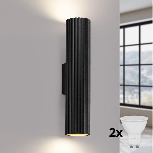 Brilagi - Aplica de perete LED CRESTO, 2 x GU10, 10 W, 230 V, 30 cm, negru