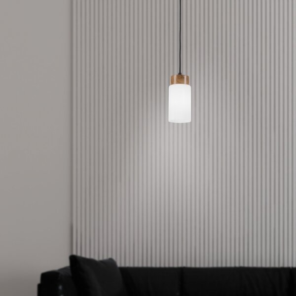 Lustră suspendată MARKUS pe cablu 1xE27/15W/230V negru/stejar