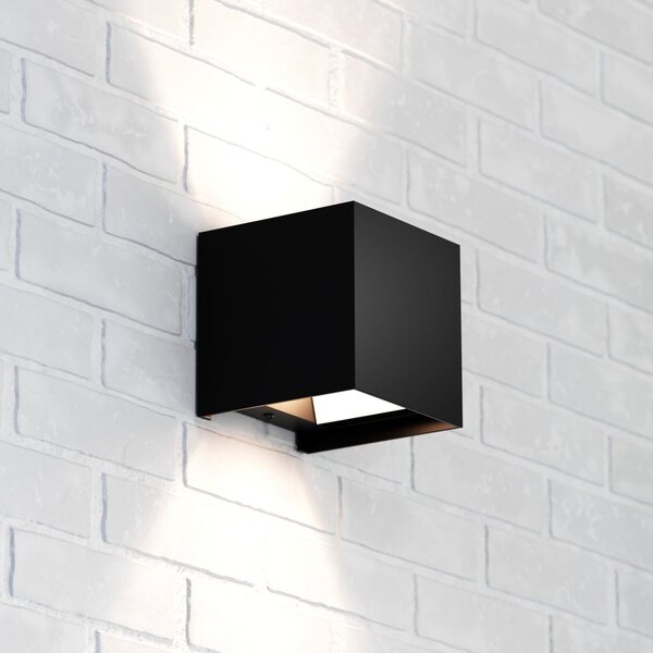MCJ Aplică de perete Zuza 2, negru, metal, patru aripi, 10 cm, G9, reglabil, Negru, Camera de zi / sufragerie, Aluminiu, Modern, Priză de perete sus / jos