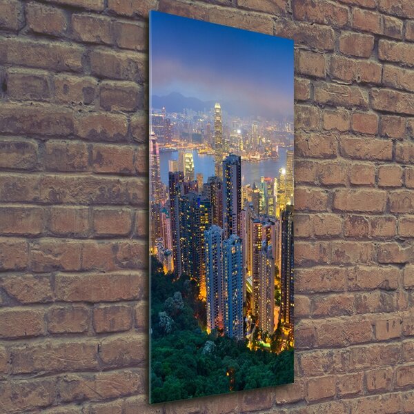 Tablou pe pe sticlă Hong Kong pe timp de noapte