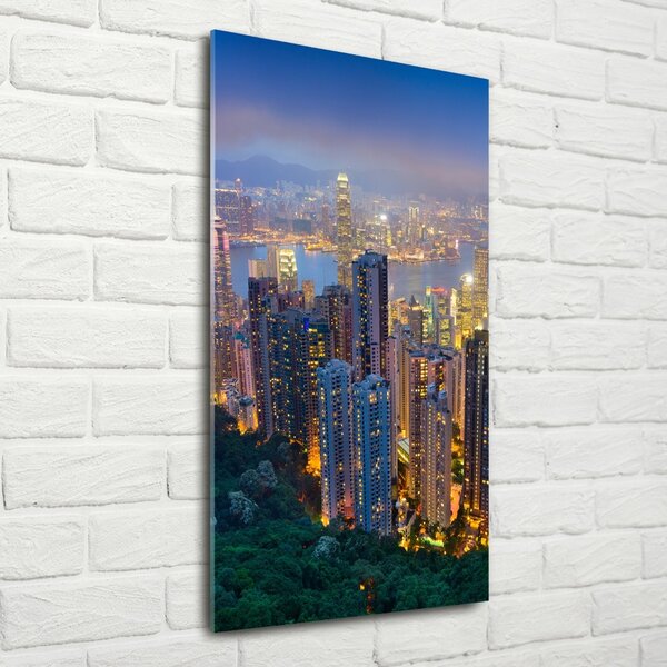 Tablou pe pe sticlă Hong Kong pe timp de noapte