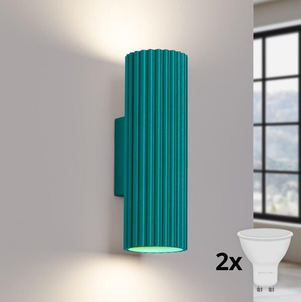 Brilagi - Aplica LED de perete CRESTO, 2 x GU10/10W/230V, 20 cm, turcoaz
