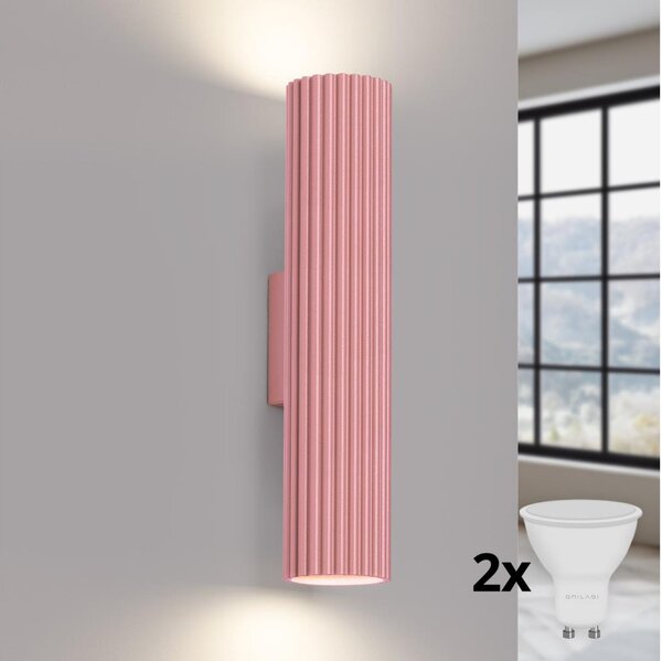 Brilagi - Aplică LED de perete CRESTO 2xGU10/10W/230V 30 cm roz