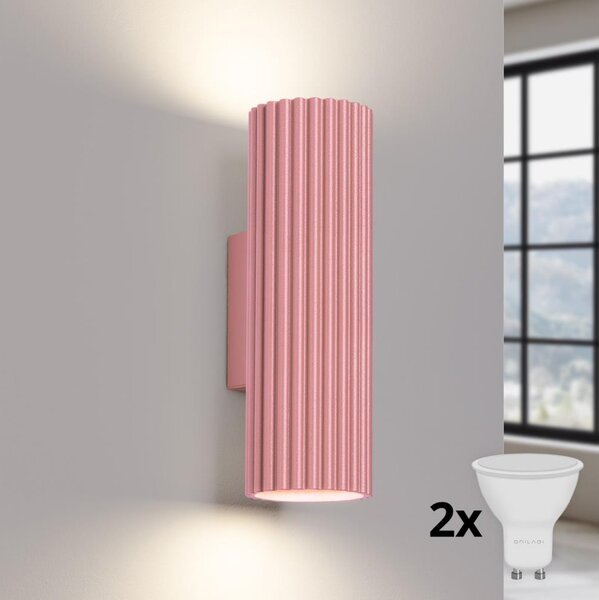 Brilagi - Lampă de perete LED CRESTO 2xGU10/10W/230V 20 cm roz