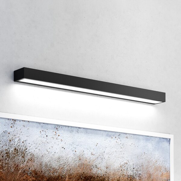 MCJ Aplică de perete pentru baie Vola LED, IP44, negru, 4.000 K, lățime 80 cm, Negru, Baie, Metal, Modern, Soclu de perete jos