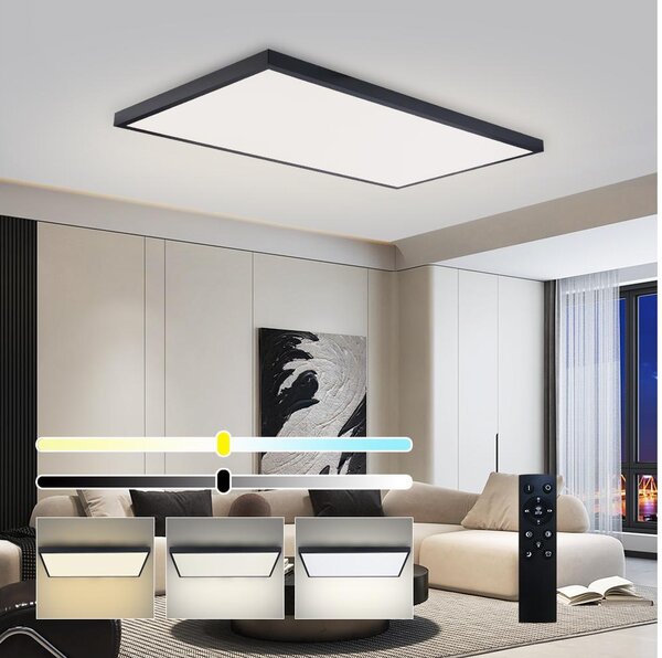 Brilagi-LED Aplică de baie reglabilă FRAME SMART LED/96W/230V IP44 negru + telecomandă