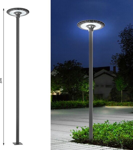 Brilagi - Tijă metalică pentru stâlp de iluminat exterior, 3 m, diametru 58 mm, gri