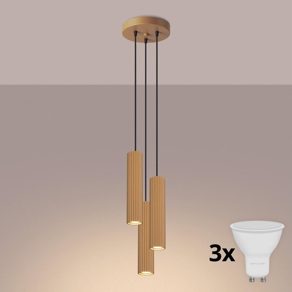 Brilagi - Lustră LED suspendată pe cablu CRESTO 3xGU10/10W/230V, auriu