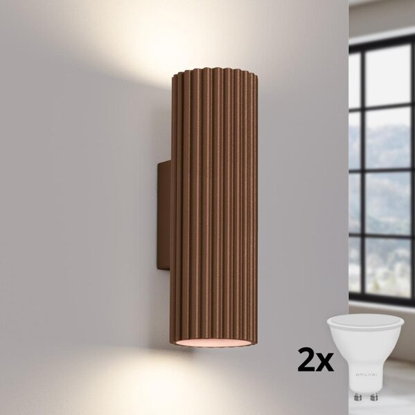 Brilagi - LED Aplică de perete CRESTO 2xGU10/10W/230V 20 cm maro