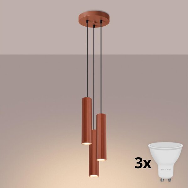 Brilagi - Lustră LED suspendată pe cablu CRESTO, 3x GU10, 10W, 230V, roșie