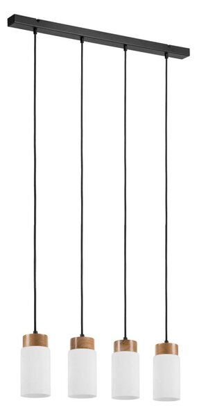 Lustră suspendată pe cablu MARKUS, 4 x E27, 15W, 230V, negru/stejar