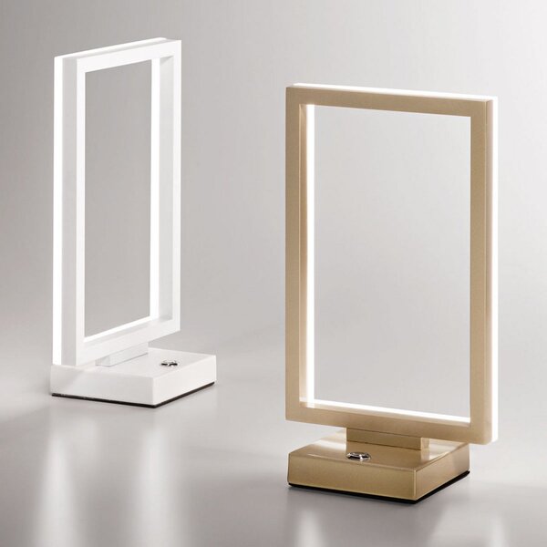Fabas Luce Lampă de masă LED Bard, dimabilă, pe alb, reglabil, Alb, Camera de zi / sufragerie, Metal, Modern