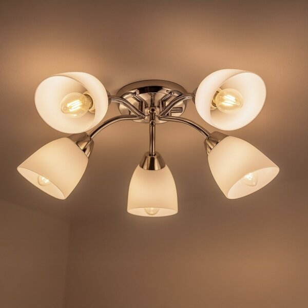 Lustră aplicată PORTOS, 5 x E14, 10 W, 230 V, crom lucios