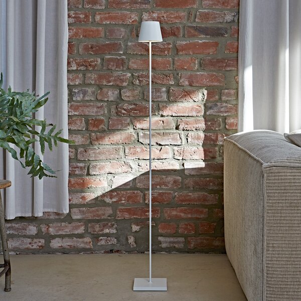 Sigor Lampadar LED Nuindie IP54 120 cm rotund USB-C alb zăpadă, reglabil, Alb, Camera de zi / sufragerie, Metal, Modern