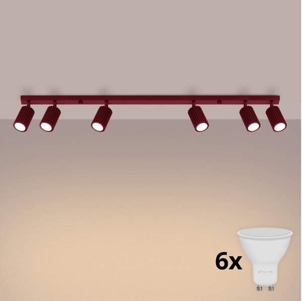 Brilagi - Plafonieră LED CRESTO cu 6 spoturi GU10, 10W, 230V, burgundiu