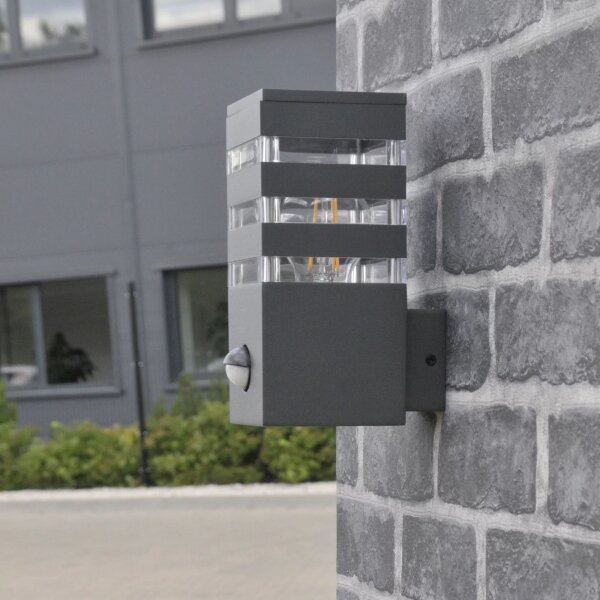 Aplica de perete exterior TEKSAS 1xE27/12W/230V IP44 antracit cu senzor