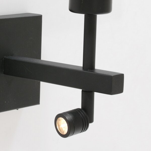 Steinhauer Aplică de perete Stang, lumină lectură LED, răchită naturală, Negru, Camera de zi / sufragerie, Lemn, Lumină de lectură